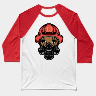 Female Firefighter In Red Helmet Baseball T-Shirt